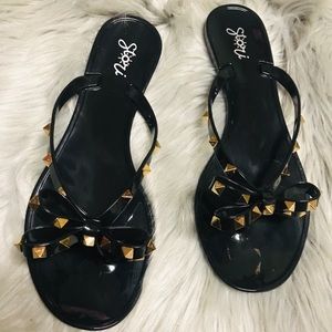✨💥Black Gold Studded Jelly Sandals. New in Box💫
